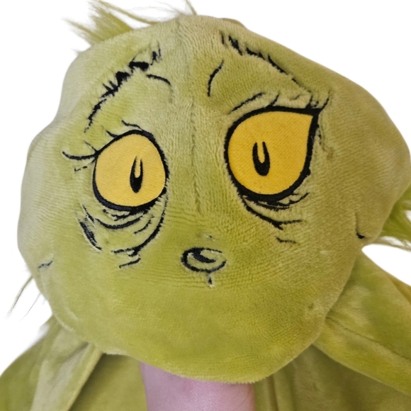 Dr. Seuss The Grinch Hooded Throw Blanket w/ Hand Pockets Soft Plush 30x50" - Picture 3 of 7